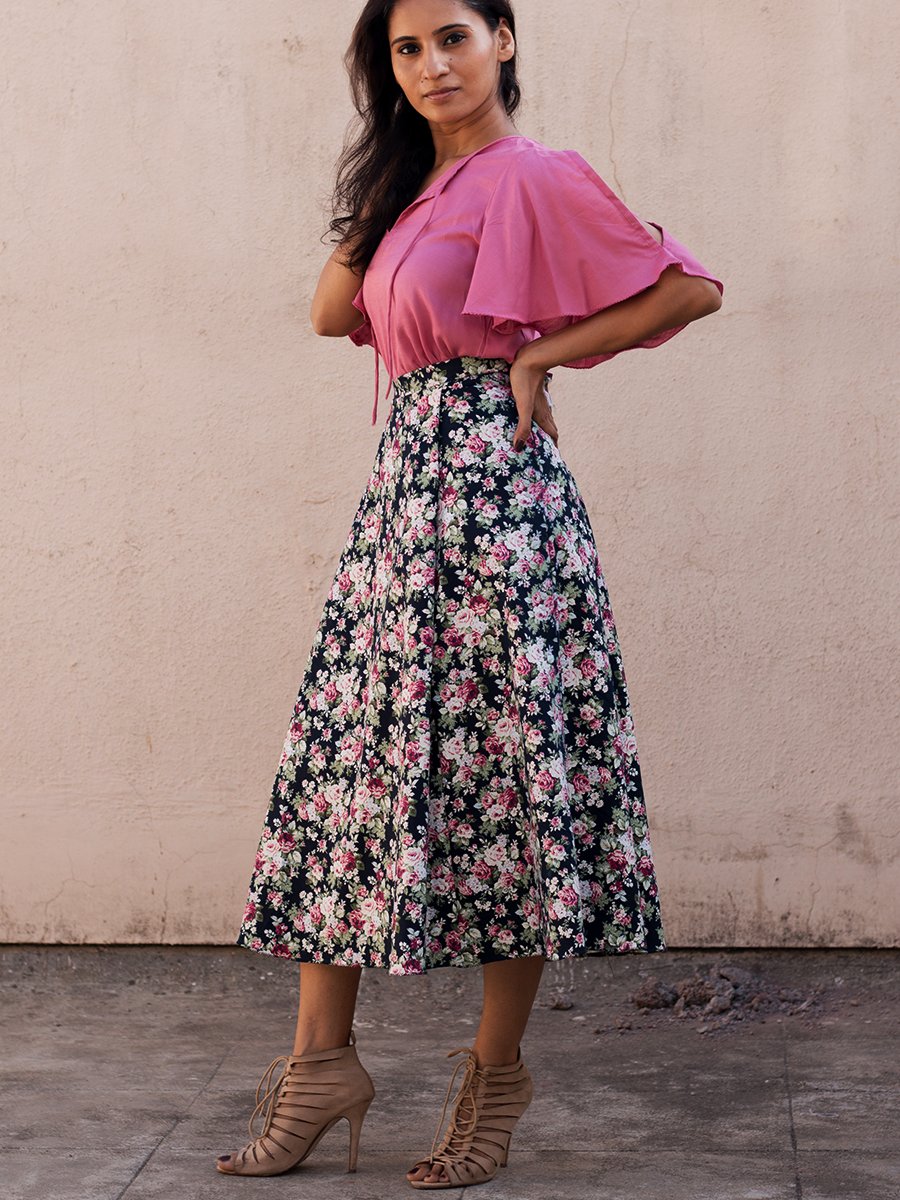 floral skirt and top