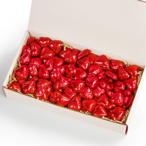 a chocolate hamper filled with chocolate hearts
