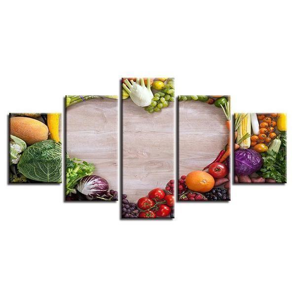 Fruits & Vegetables Canvas Wall Art | Fresh Food Inspired Wall Decor ...