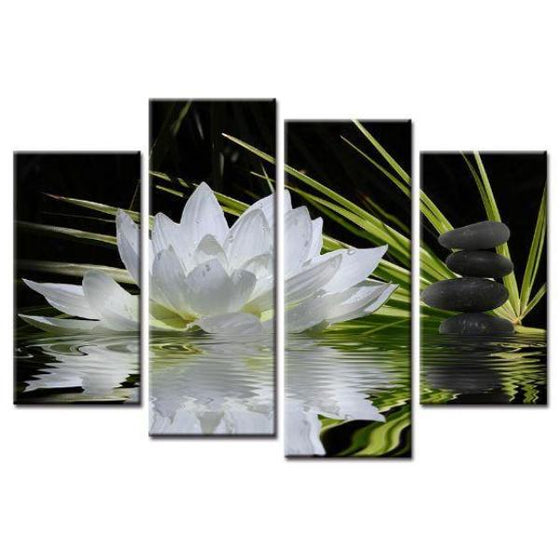 Best Natural Lotus Flower With Zen Stones Canvas Wall Art – canvasx.net