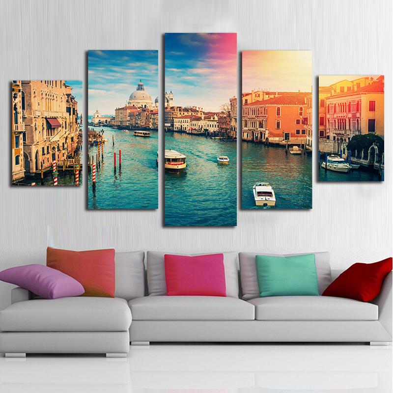 Venice Water City Ship Sunset Scenery Canvas Wall Art Canvasx Net