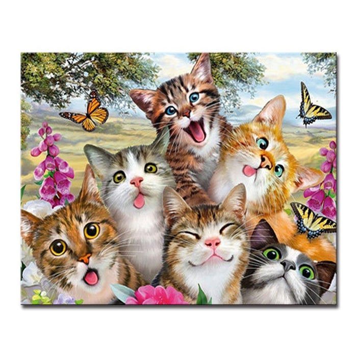  Cats  And Butterflies DIY Painting  by Numbers Kit