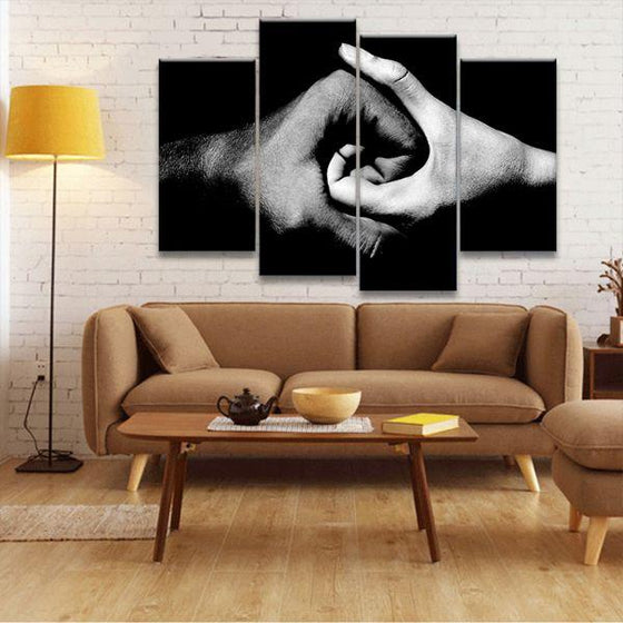 Black White Holding Hands 4 Panel Canvas Wall Art Canvasx Net