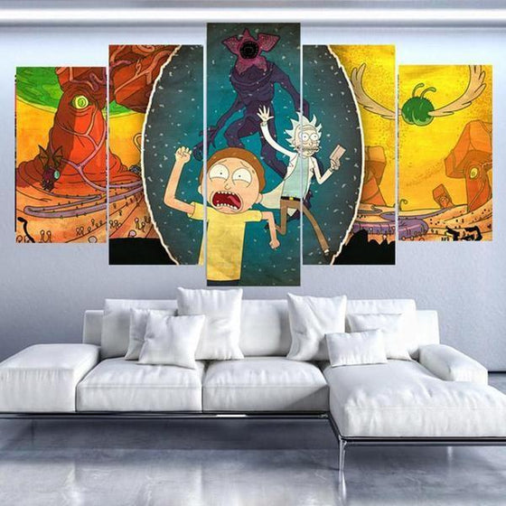 Rick And Morty Inspired Stranger Things Canvas Wall Art 