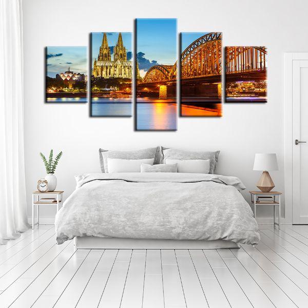 Cologne Cathedral 5 Panels Canvas Art