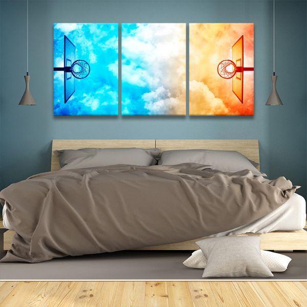 Colorful Basketball Hoops 3 Panels Canvas Art