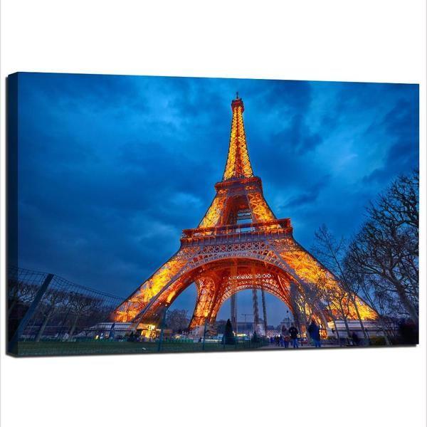 Eiffel Tower Night Lights Canvas Wall Art | Buy City View Canvas Print ...