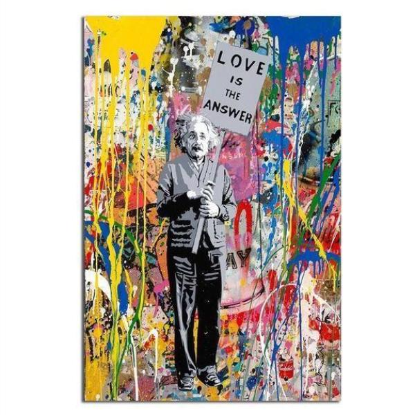 Contemporary Einstein Love Is The Answer Canvas Wall Art Canvasx Net