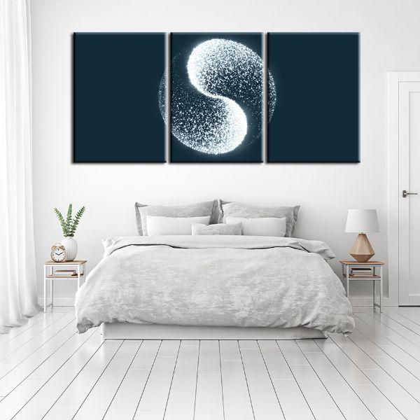 Futuristic Yin Yang 3 Panels Canvas Art