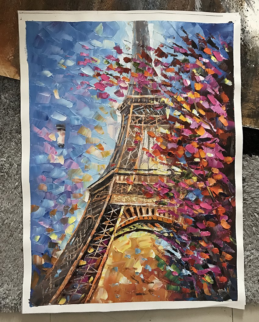 Hand Painted Eiffel Tower Canvas Wall Art Canvasx Net