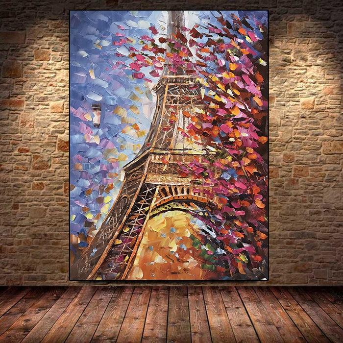 Hand Painted Eiffel Tower Canvas Wall Art