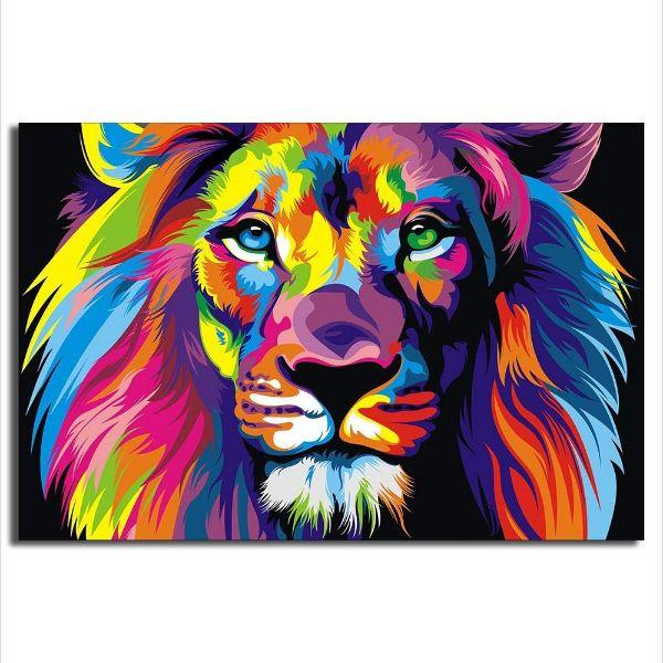 Rainbow Colored Lion Canvas Wall Art Wild Animal Prints Canvasx Net