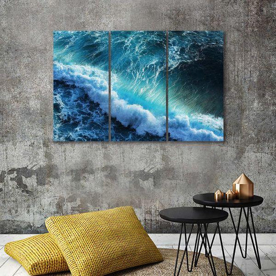 Scenic Ocean Waves 3 Panels Canvas Wall Art Kids Room