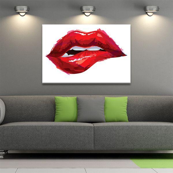 Shop Sexy Biting Red Lips Canvas Wall Art Online Canvasx Net