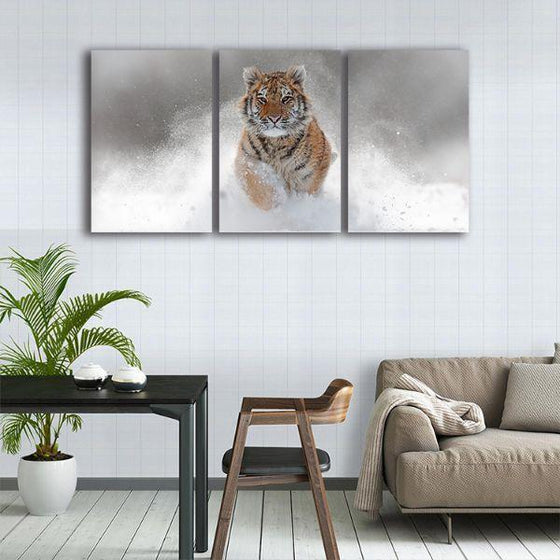 Siberian Tiger 3 Panels Canvas Wall Art Print