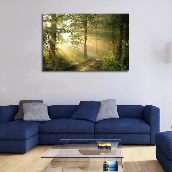 Sunlight Through The Forest Canvas Wall Art | Nature Art Prints ...