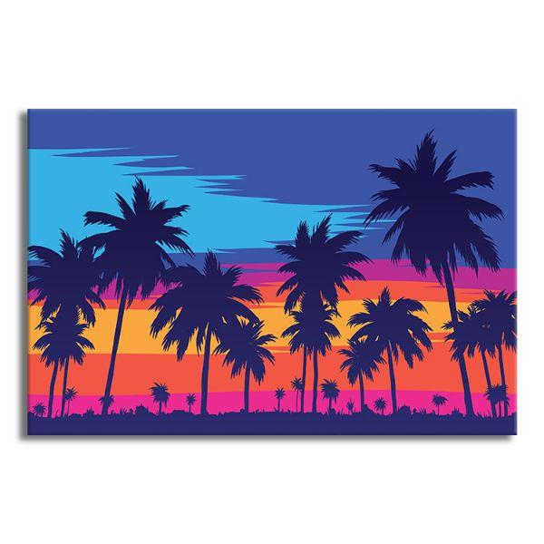 Colorful Tall Palm Trees Silhouette Canvas Wall Art Print Canvasx Net