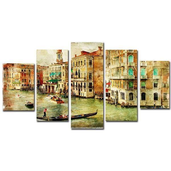 Shop Vintage Venice Italy 5 Panel Canvas Wall Art Canvasx Net