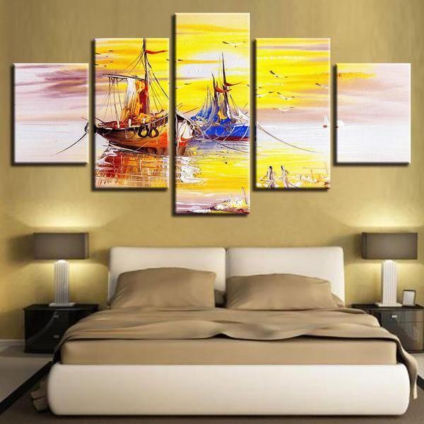 Old Fishing Boats Canvas Art