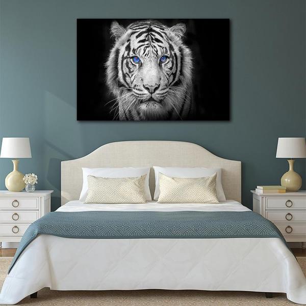 White Tiger With Blue Eyes Canvas Wall Art | Animal Print – canvasx.net