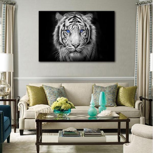 White Tiger With Blue Eyes Canvas Wall Art | Animal Print – canvasx.net