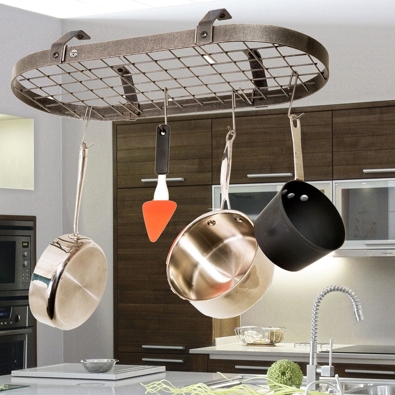 Low Ceiling Retro Rectangle Pot Rack W 12 Hooks Enclume Design