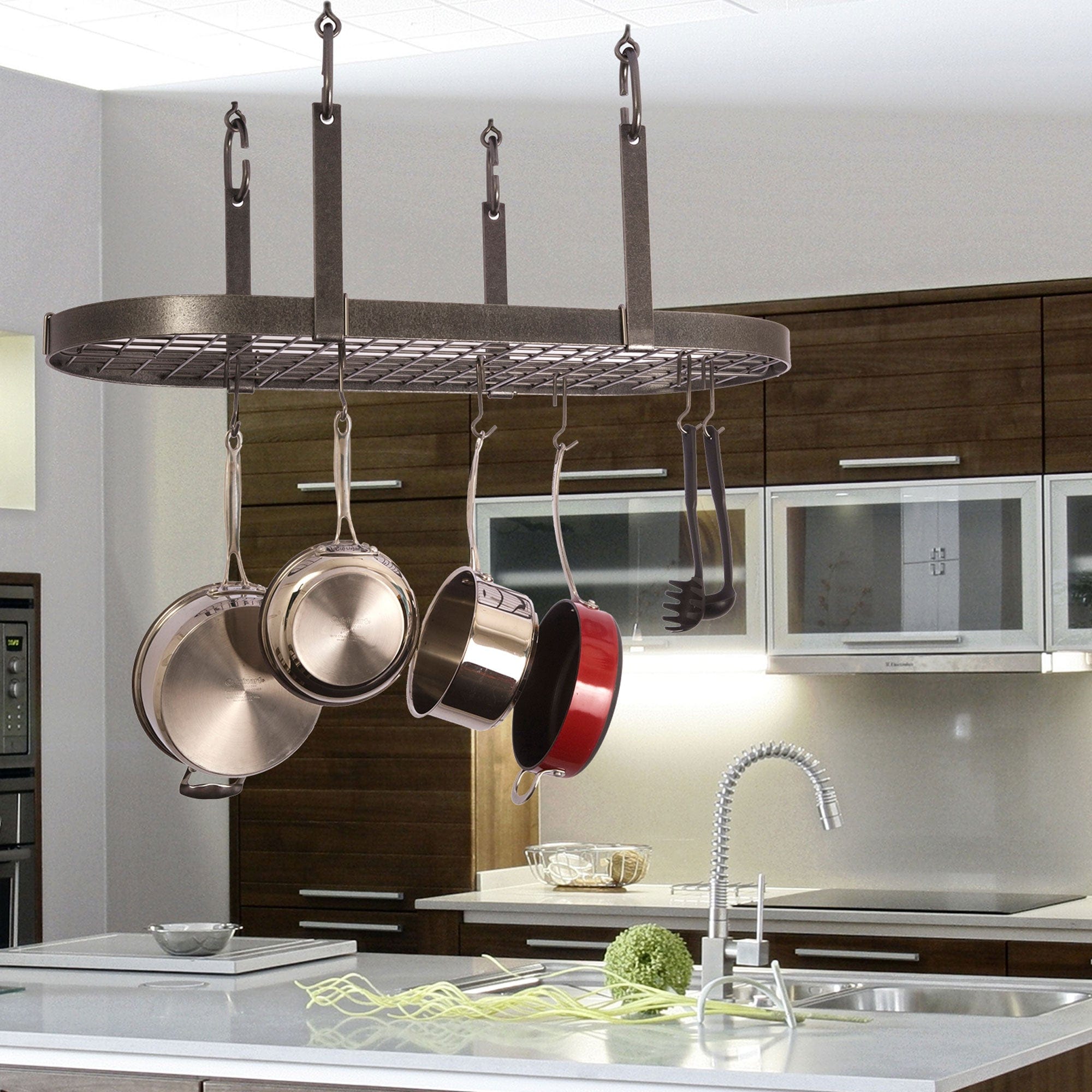 Four Point Oval Ceiling Pot Rack W 18 Hooks Enclume Design Products