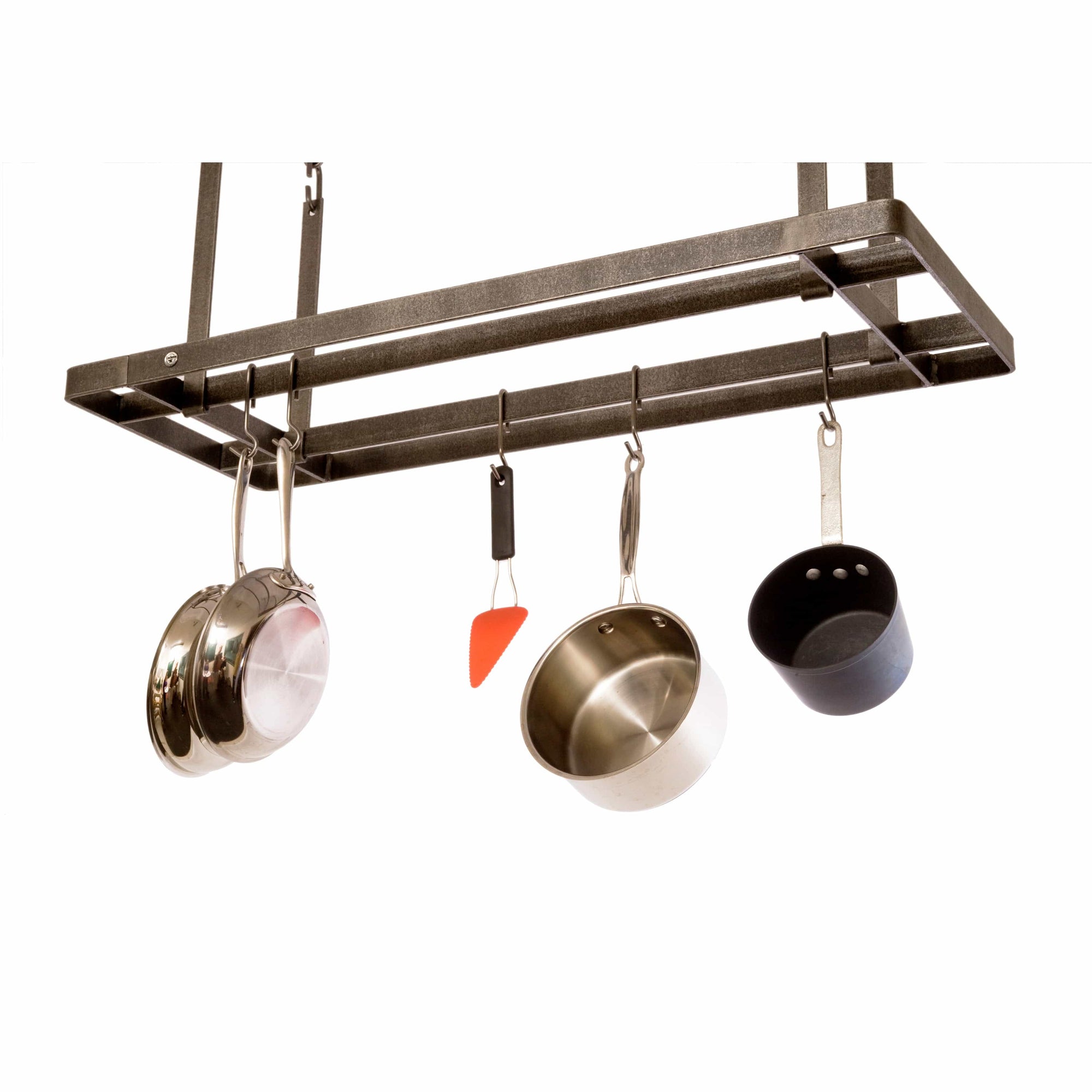 All Bars Ceiling Pot Rack W 12 Hooks Hammered Steel Enclume