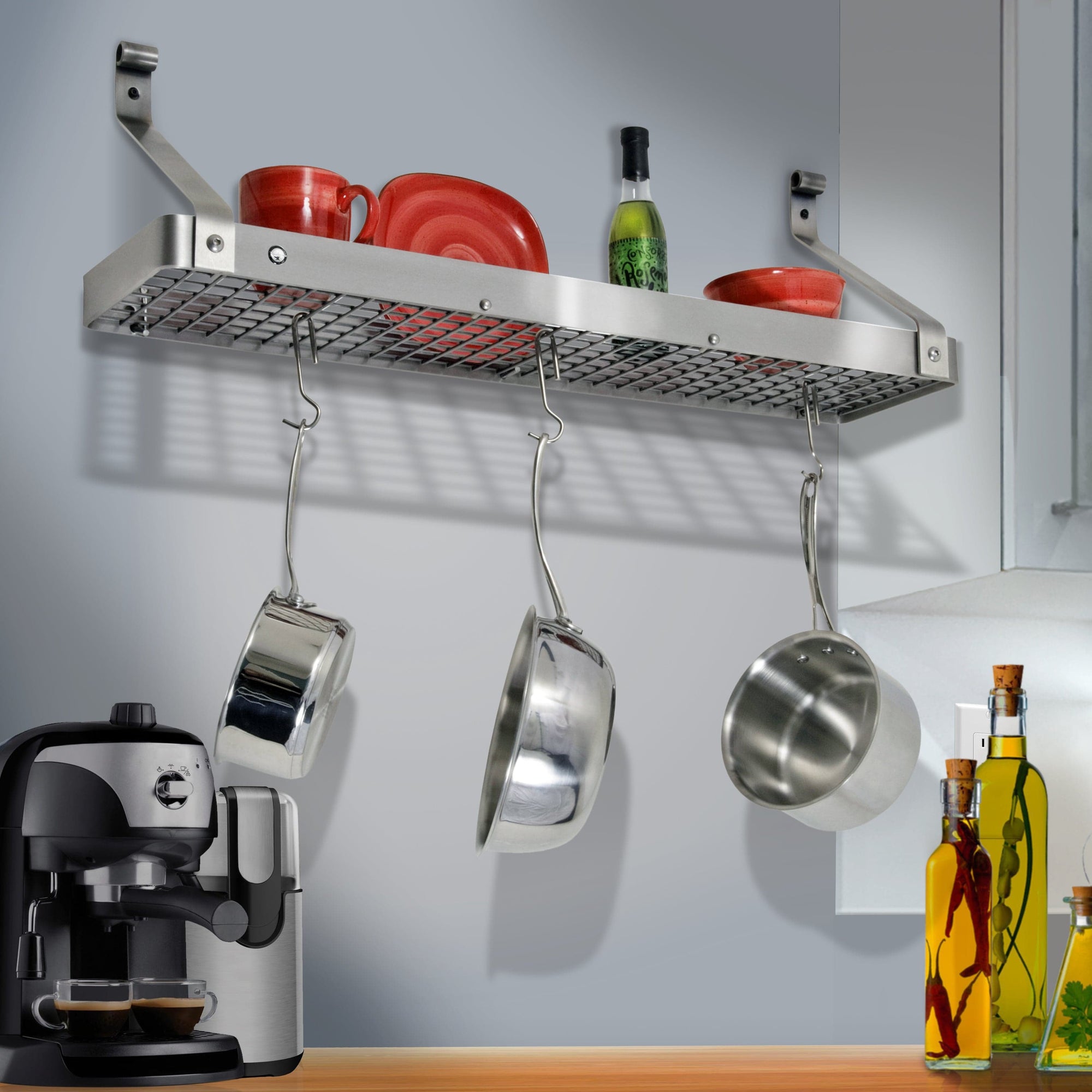 diy wall mounted pot rack