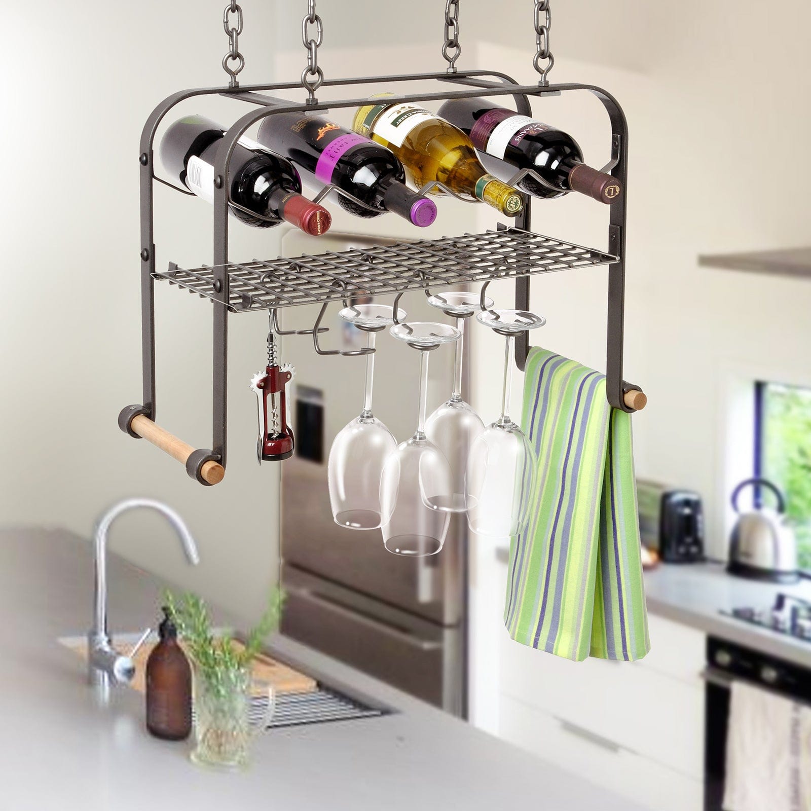 Hanging Wine Accessories Rack 4 Bottles Enclume Design Products
