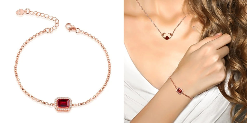 Sterling Silver 14k Rose Gold Rhodolite Garnet Leaf Bracelet – DESIGNYARD