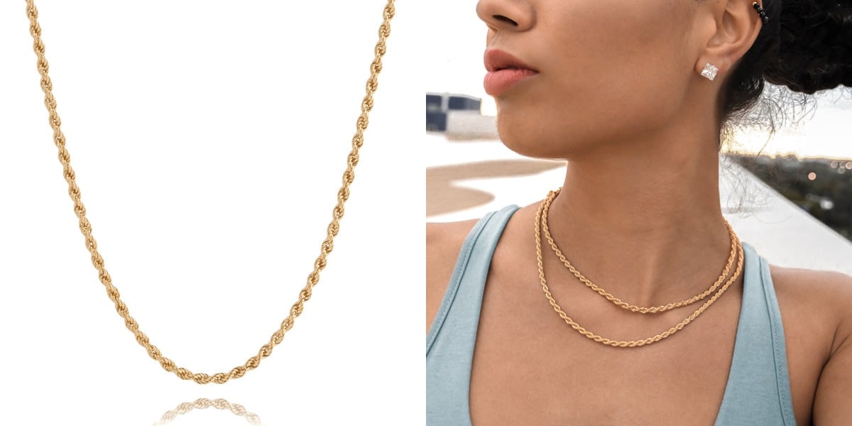 3mm gold rope chain necklace