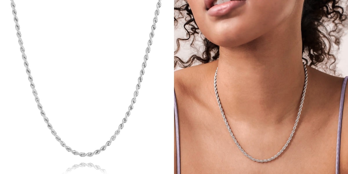 3mm silver rope chain necklace