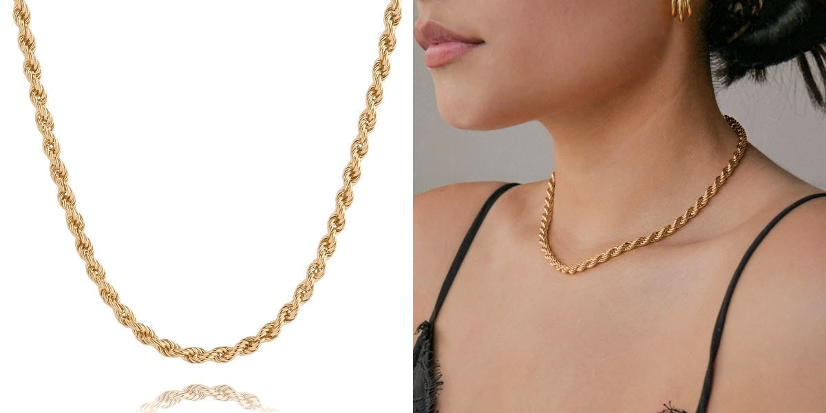 6mm gold rope chain necklace