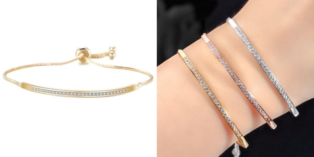 Adjustable gold bar chain bracelet