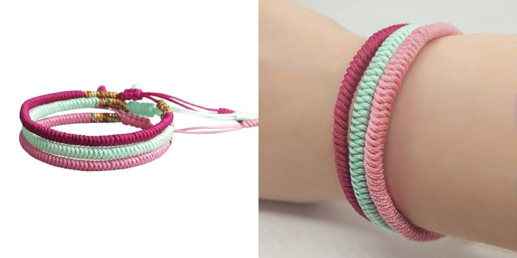 Adjustable colorful rope bracelet set