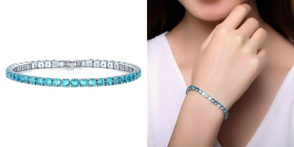 Aquamarine blue tennis bracelet