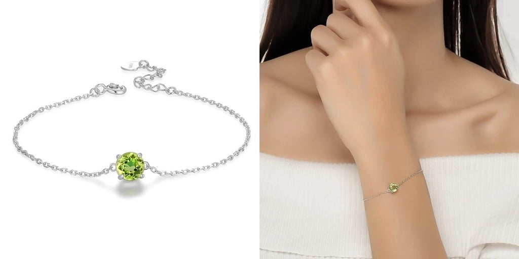 August birthstone peridot bracelet