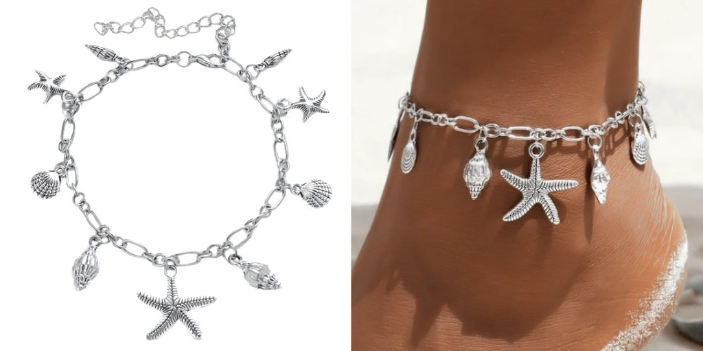 Silver Beach Charm Anklet