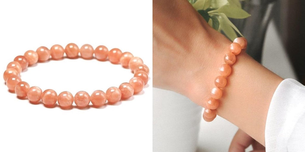 Natural sunstone crystal bridesmaid bracelet for weddings