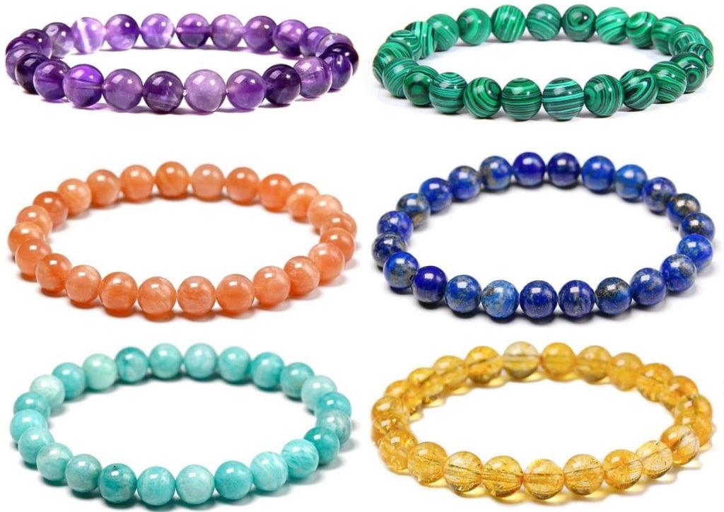 Colorful beaded natural stone and crystal bracelets for summer