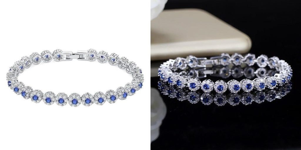 Blue halo crystal bracelet