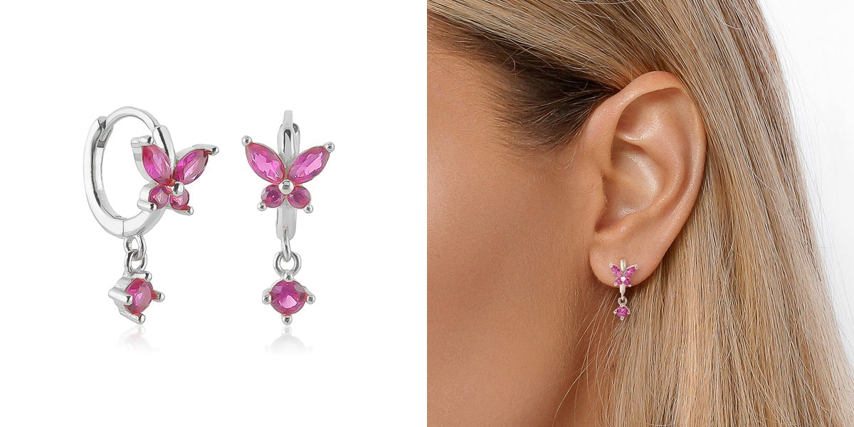 Butterfly huggie hoop earrings