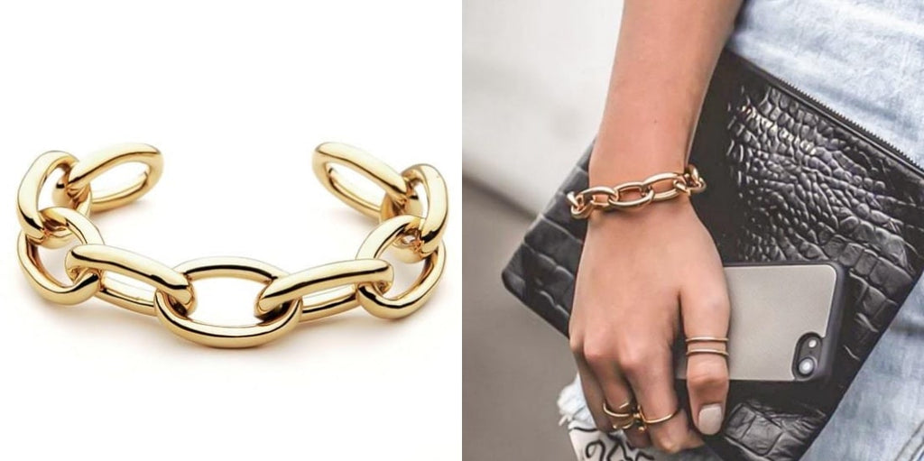 Gold chain cuff bracelet