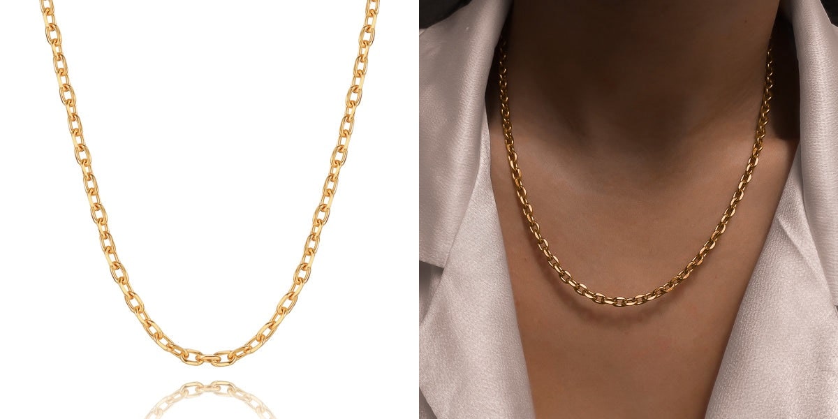 Chunky gold cable chain necklace