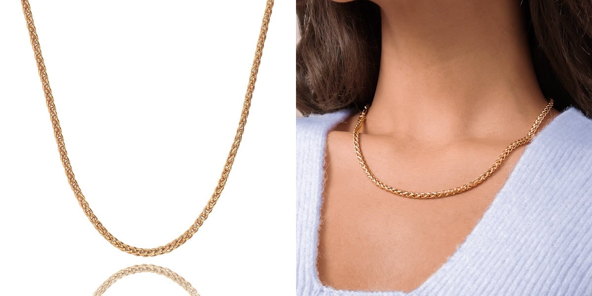 Classic gold wheat chain necklace