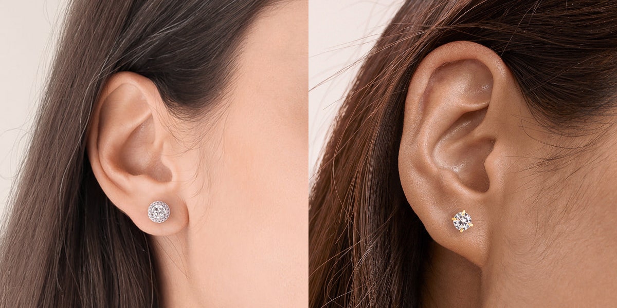 Classic round cubic zirconia stud earrings