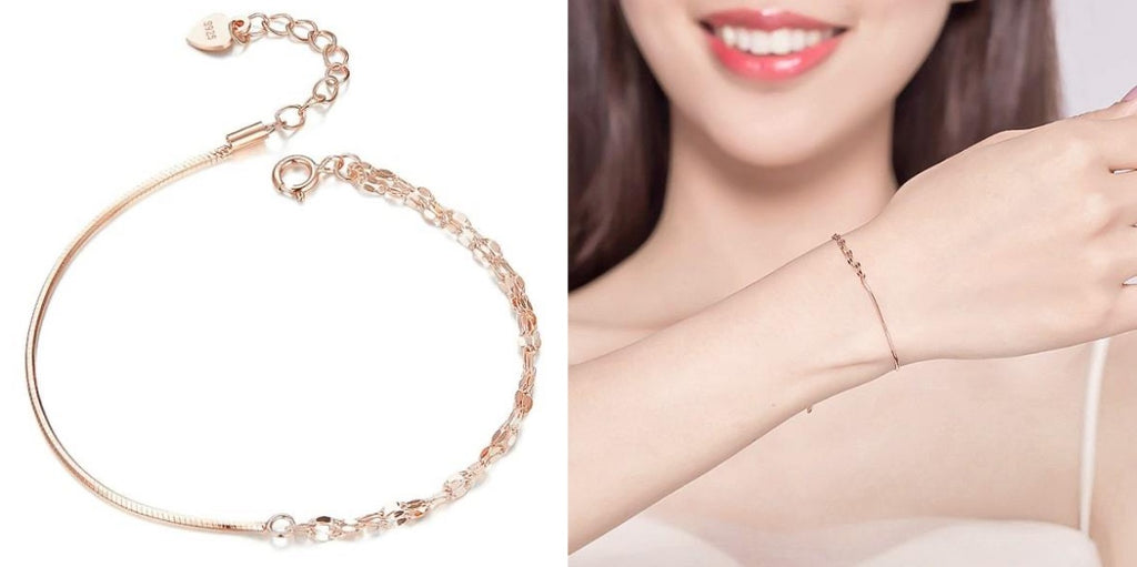 Thin rose gold chain bracelet
