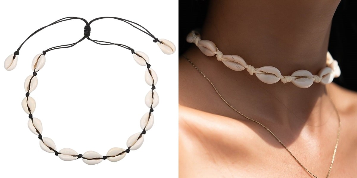 Cowrie shell choker necklace