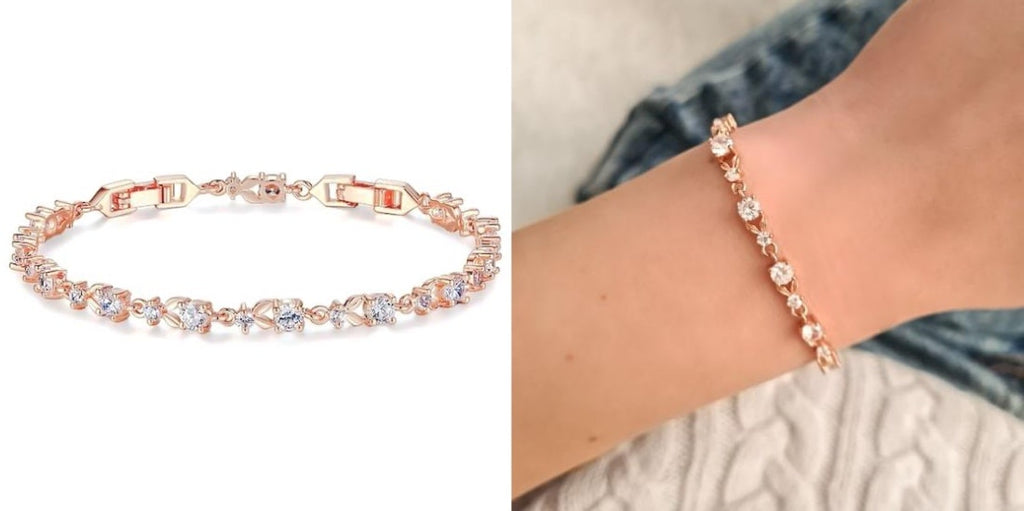 Rose gold crystal chain bracelet